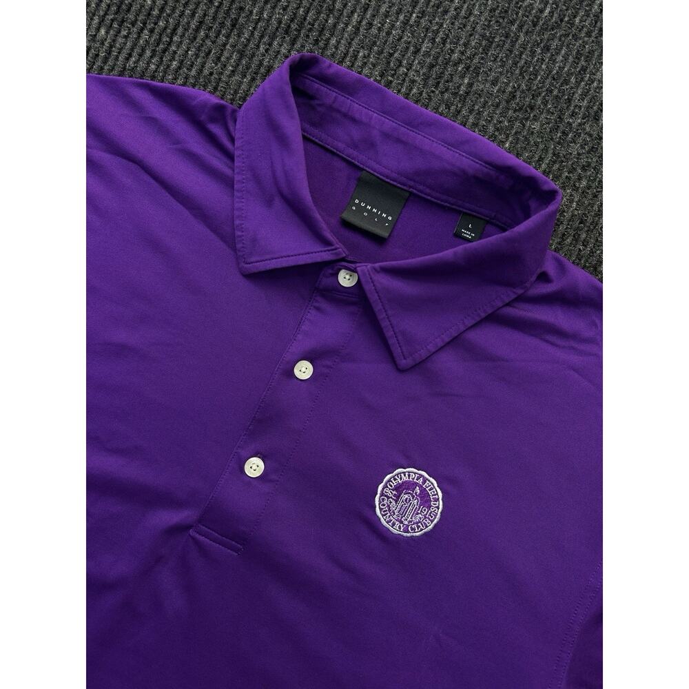 Dunning Golf Polo Shirt Mens Large Purple Short Sleeve Logo Stretch Casual